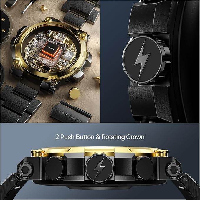 Fire-Boltt Dominian 36.3mm (1.43 inch) AMOLED Display, IP67, Weather Updates (Black Gold) - Rajputtrade
