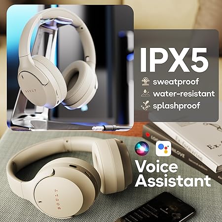 Q Over Ear Bluetooth Headphones with 70H Playtime, IPX5 headphones wireless with mic (Black) - Rajputtrade