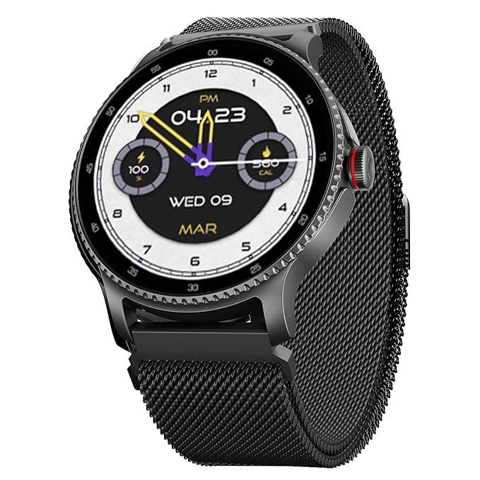 boAt Lunar Discovery w/ 1.39" (3.5 cm) HD Display, Smart Watch for Men & Women(Black Metal) - Rajputtrade