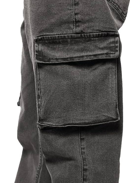 The Souled Store Solids: Men and Boys Straight Fit Cotton Blend Cargo Jeans - Rajputtrade