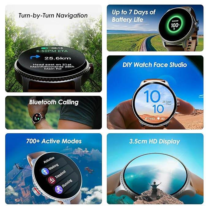 boAt Lunar Discovery w/ 1.39" (3.5 cm) HD Display, Smart Watch for Men & Women (Brown) - Rajputtrade