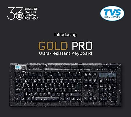 TVS ELECTRONICS Gold Pro Mechanical Keyboard, Dust & Water Resistant with 80 Million Keystrokes (60% More Life), Fitted with Mechanical Switches for Long Life, USB - Rajputtrade