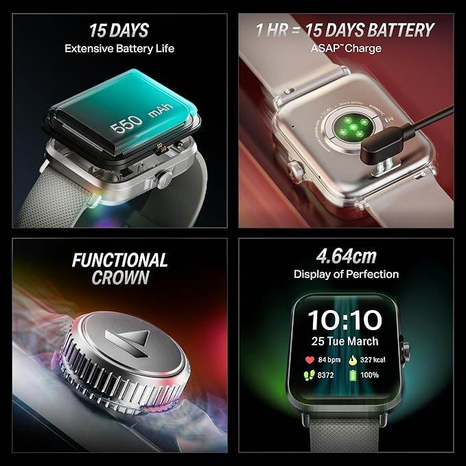boAt New Launch Storm Infinity w/ 15 Days Extensive Battery fueled by Huge 550mAh Battery, 1.83”(4.65cm)HD Display (Silver Mist) - Rajputtrade