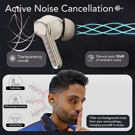Boult Audio Z40 Ultra Truly Wireless in Ear Earbuds with 32dB Active Noise Cancellation, 100H Playtime (Cream) - Rajputtrade
