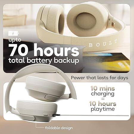 Q Over Ear Bluetooth Headphones with 70H Playtime, IPX5 headphones wireless with mic (Black) - Rajputtrade
