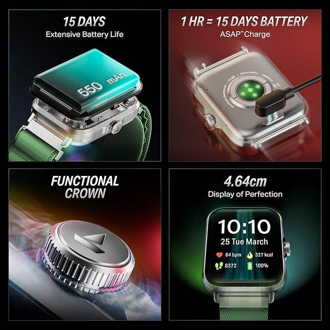 boAt New Launch Storm Infinity w/15 Days Extensive Battery fueled by Huge 550mAh Battery, 1.83”(4.65cm)HD Display (Sports Green) - Rajputtrade