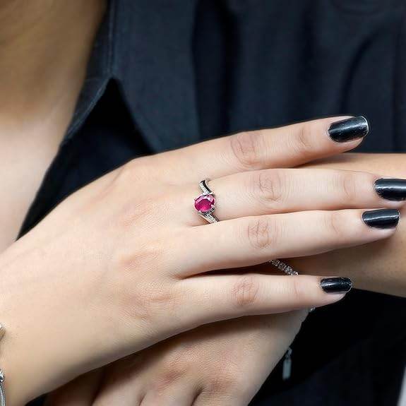 925 Sterling Silver Alluring Ruby Promise Ring for Women and Girls | Gift for Women Wife Girls - Rajputtrade