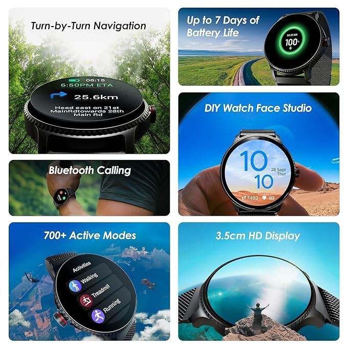 boAt Lunar Discovery w/ 1.39" (3.5 cm) HD Display, Smart Watch for Men & Women(Black Metal) - Rajputtrade