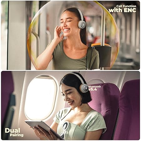 ZEBRONICS Duke 2 PRO, Wireless Headphone, 50 Hours Playback, ENC, Rapid Charging, Bluetooth v5.4 (Beige) - Rajputtrade