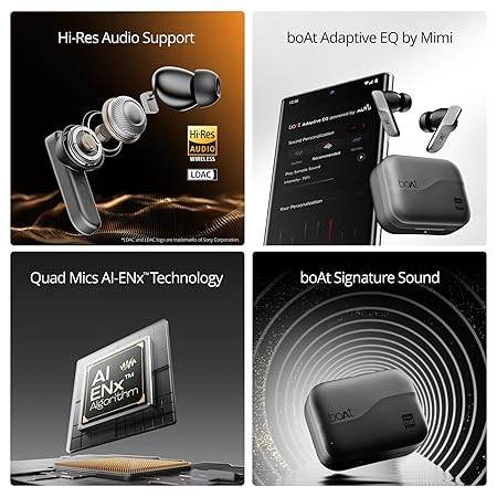 boAt Airdopes 800 HiDef, Hi-Res Audio LDAC, 4Mic ENx, App Support, ASAP Charge, IPX5, Low Latency, Dual Pairing, BTv5.3, Bluetooth TWS in Ear Earbuds Wireless Earphones (Graphite Grey) - Rajputtrade
