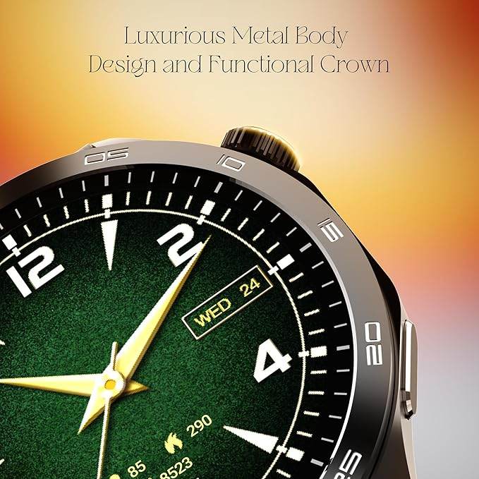 boAt Enigma Radiant Men's Luxury Watch w/Functional Crown, Upto 6 Days Battery, 1.43"(3.63 cm) AMOLED Display Smart Watch (Active Black) - Rajputtrade