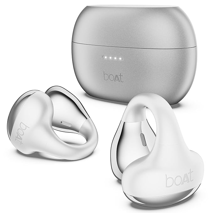 boAt Airdopes Loop Bluetooth in Ear Earbuds W/Clip-On Fit, Air Conduction Tech, 50HRS Battery, 4Mics Enx, Dual EQ Modes, 12Mm Drivers, 40Ms Latency (3 Color Options)
