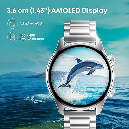 Fastrack Astor FR2 Pro Smart Watch, 1.43” AMOLED Display, 466 * 466 Pixel Resolution, IP68 (Silver) - Rajputtrade
