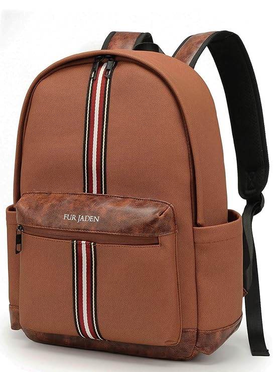FUR JADEN Vegan Leather Stylish 15.6 Inch Laptop Backpack Travel Weekender Bag For Men Women - Rajputtrade