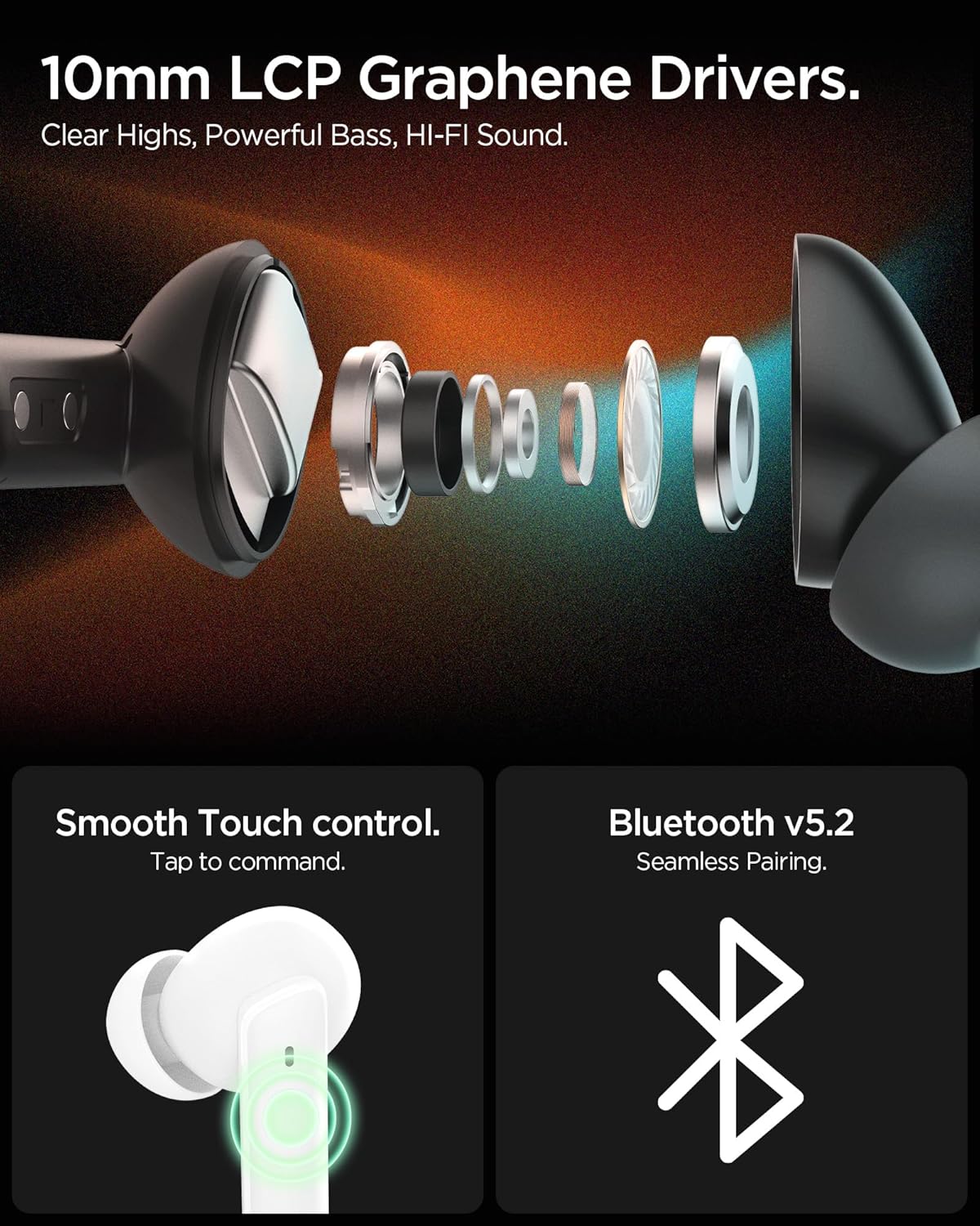 Spigen Audio Newly Launched SA-TW P20 True Wireless in Ear Earbuds with 30H Playtime, Upto 40dB 3 Multi-Mode ANC Pro, 10mm Driver (2 Color Options)