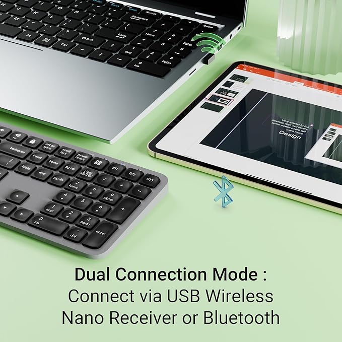 ZEBRONICS K5002MW Slim Wireless Keyboard with in-Built Battery, Copilot AI Key, Windows | Mac | iOS | Android, Scissor Switch, 3 Bluetooth + 2.4Ghz, 109 Keys, 13 Multimedia Keys, Type C Charging - Rajputtrade
