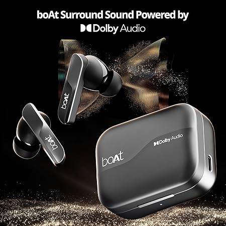 Boat Airdopes 800, Dolby Audio, Adaptive EQ by Mimi, 4Mics AI ENx, App Support, Fast Charge, Low Latency, IPX5, v5.3 Bluetooth Earbuds, TWS Ear Buds Wireless Earphones with mic (Interstellar Black) - Rajputtrade