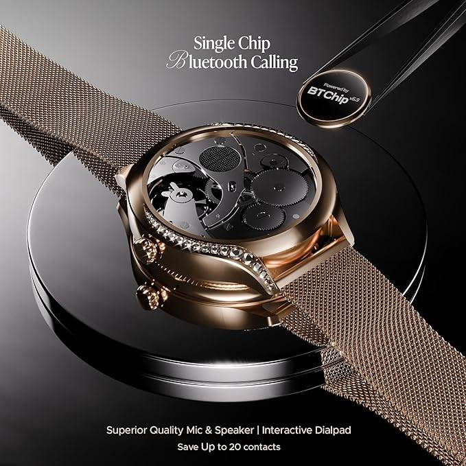 boAt Enigma Gem Women's Luxury Smart Watch w/ 1.19” (3.02cm) AMOLED Display, HR & SpO2 (Rose Gold) - Rajputtrade