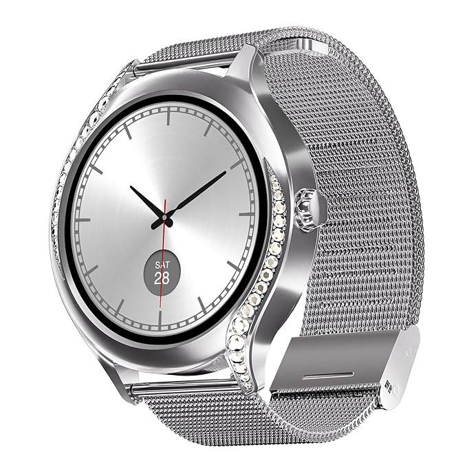 boAt Enigma Gem Women's Luxury Smart Watch w/ 1.19” (3.02cm) AMOLED Display (Metallic Silver) - Rajputtrade