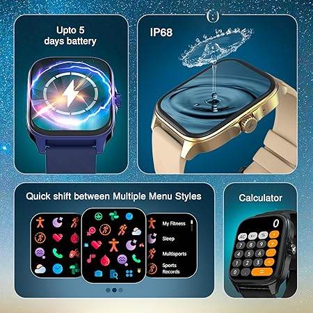 Fastrack New Astor FS1 PRO Smart Watch, Large Super AMOLED Display (1.97") AOD, Smartwatch Faces, IP68 (Black) - Rajputtrade