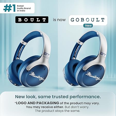 GOBOULT X Mustang Q Over Ear Bluetooth Headphones with 70H Playtime, 40mm Bass Drivers, Zen ENC Mic, Type-C Fast Charging, 4 EQ Modes, Bluetooth 5.4, AUX Option, IPX5 Wireless Headphones