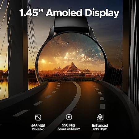 boAt Lunar Peak w/ 1.45" (3.6 cm) AMOLED Display, Advanced BT Calling, Smart Watch for Men & Women(Black) - Rajputtrade