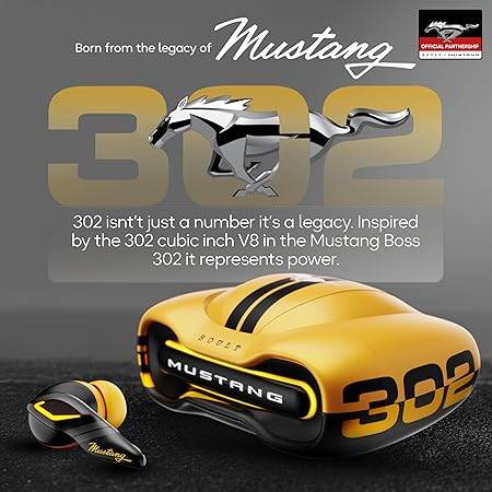 Boult X Mustang Newly Launched Torq TWS Earbuds with 60H Playtime, App Support, 4 Mics ENC, 45ms Low Latency (Yellow) - Rajputtrade