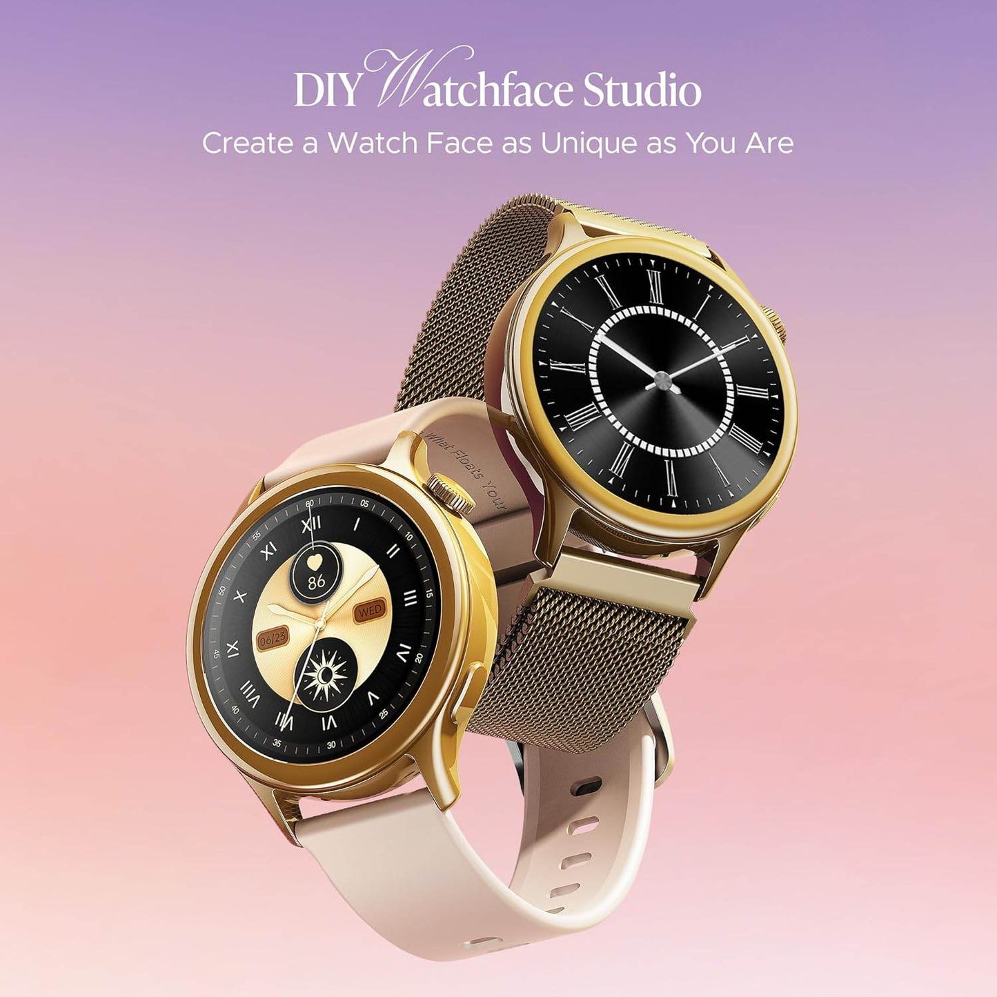boAt Enigma Daze Women's Luxury Smart Watch w/ 1.3”(3.3cm) Luminous Display, HR & SpO2 (Metallic Gold) - Rajputtrade