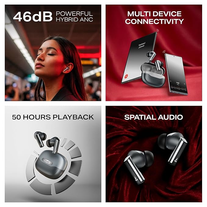 boAt Airdopes Prime 701 ANC (2025 Launch),46dB Hybrid ANC, 50Hr Battery, Real Spatial Audio, TWS Ear Buds Wireless Earphones with mic (3 Color Options)
