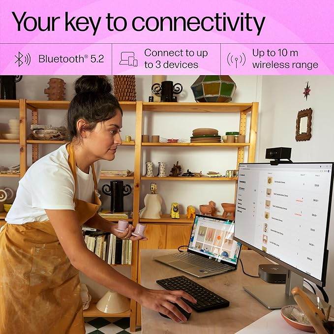 HP 350 Compact Multi-Device Bluetooth Wireless Keyboard; LED Indicator, Battery Life Up to 24 Months - Rajputtrade
