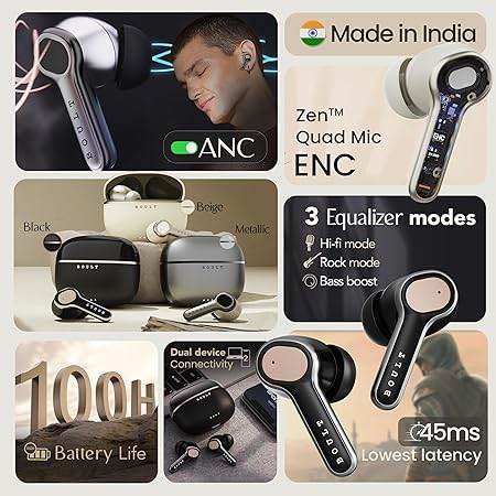 Boult Audio Z40 Ultra Truly Wireless in Ear Earbuds with 32dB Active Noise Cancellation, 100H Playtime (Silver) - Rajputtrade