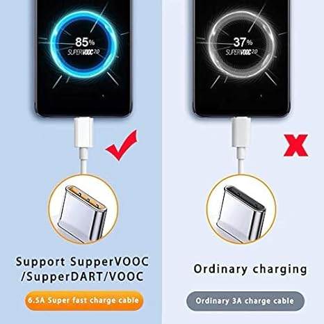 65W Super Vooc Charge, Data Sync Fast Charging Type-C Cable Compatible for Realme XT, Realme XT 730G (1 Meter, White) - Rajputtrade