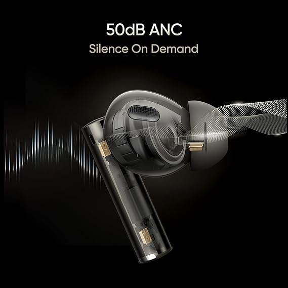 Ear Buds Air 6 Pro with Dual Drivers(11Mm+6Mmtweeter),40 Hrs Play Time,Fast Charge,50 Db ANC - Rajputtrade