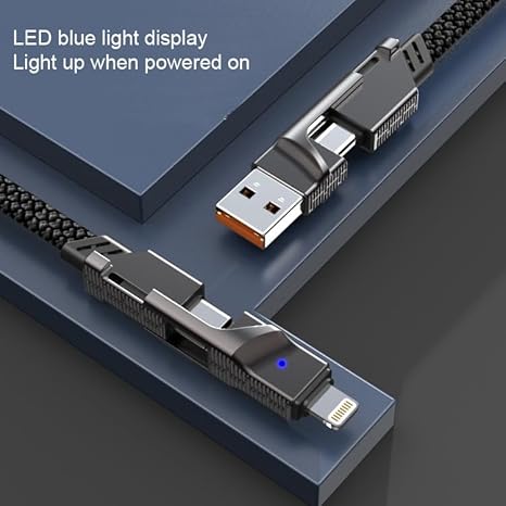 USB C Cable, 4-in-1 USB-C Cable (3.3ft), 100W USB-C Charger Cable, MacBook, iPad, iPhone, Samsung - Black