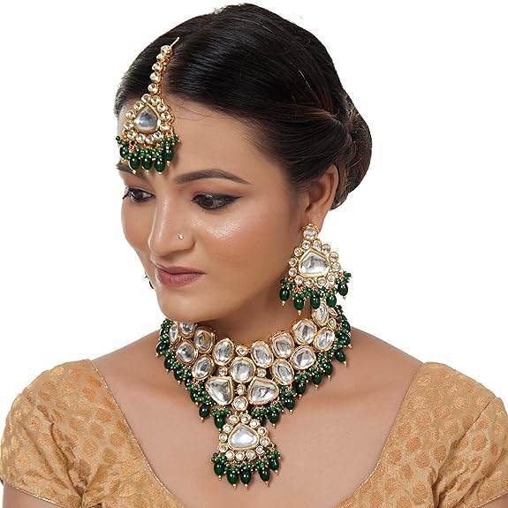 18K Gold-Plated Back Meenakari Uncut Kundan Choker Necklace Jewelry Set for Women & Girls - Rajputtrade