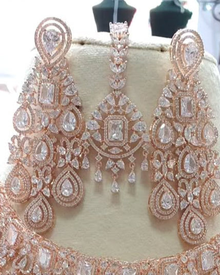 Stunnig Jewellery Set for Women American Diamond Combo of Choker Necklace Set with Earrings, - Rajputtrade