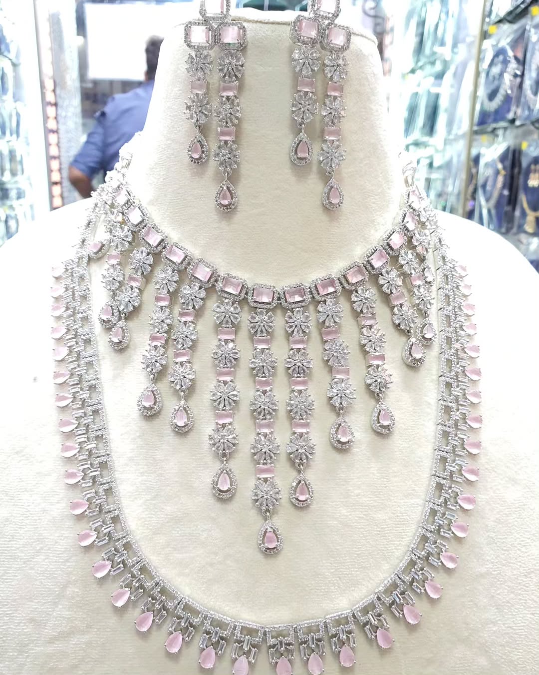 Stunnig Jewellery Set for Women American Diamond Combo of Choker Necklace Set with Earrings, - Rajputtrade