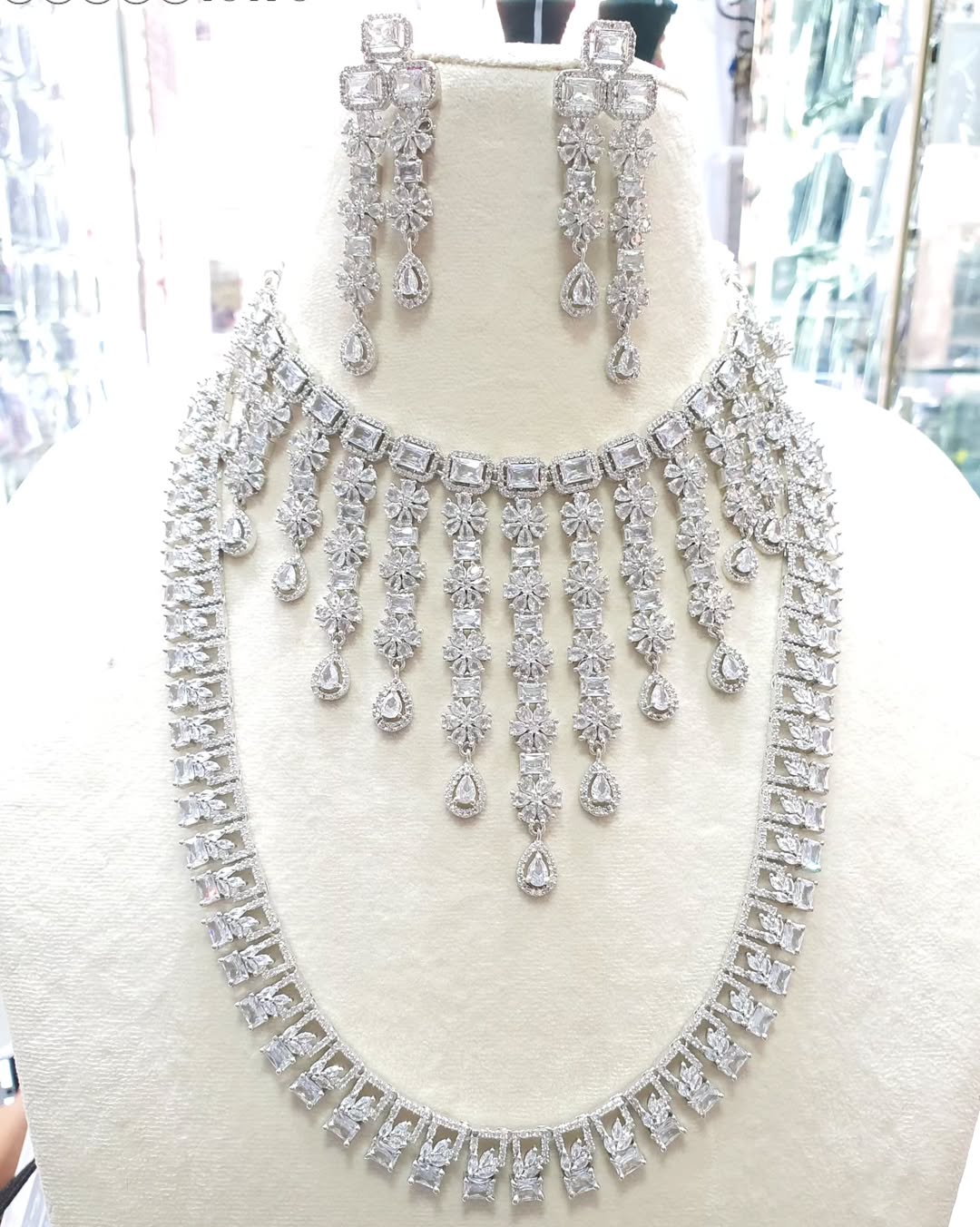 Stunnig Jewellery Set for Women American Diamond Combo of Choker Necklace Set with Earrings, - Rajputtrade