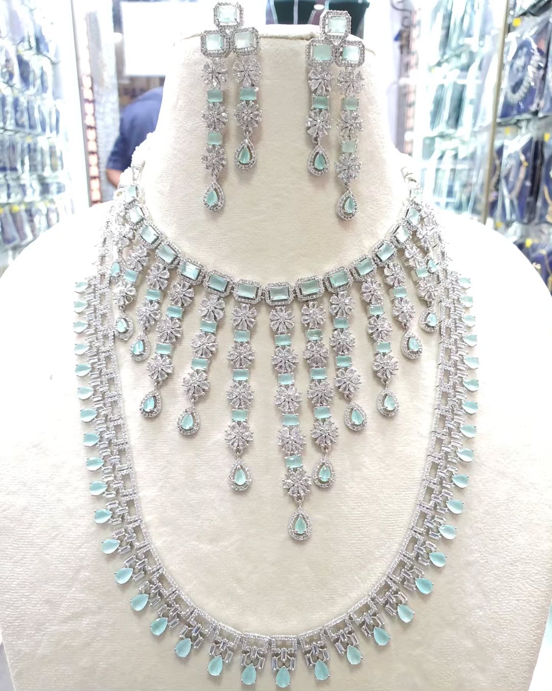 Stunnig Jewellery Set for Women American Diamond Combo of Choker Necklace Set with Earrings, - Rajputtrade