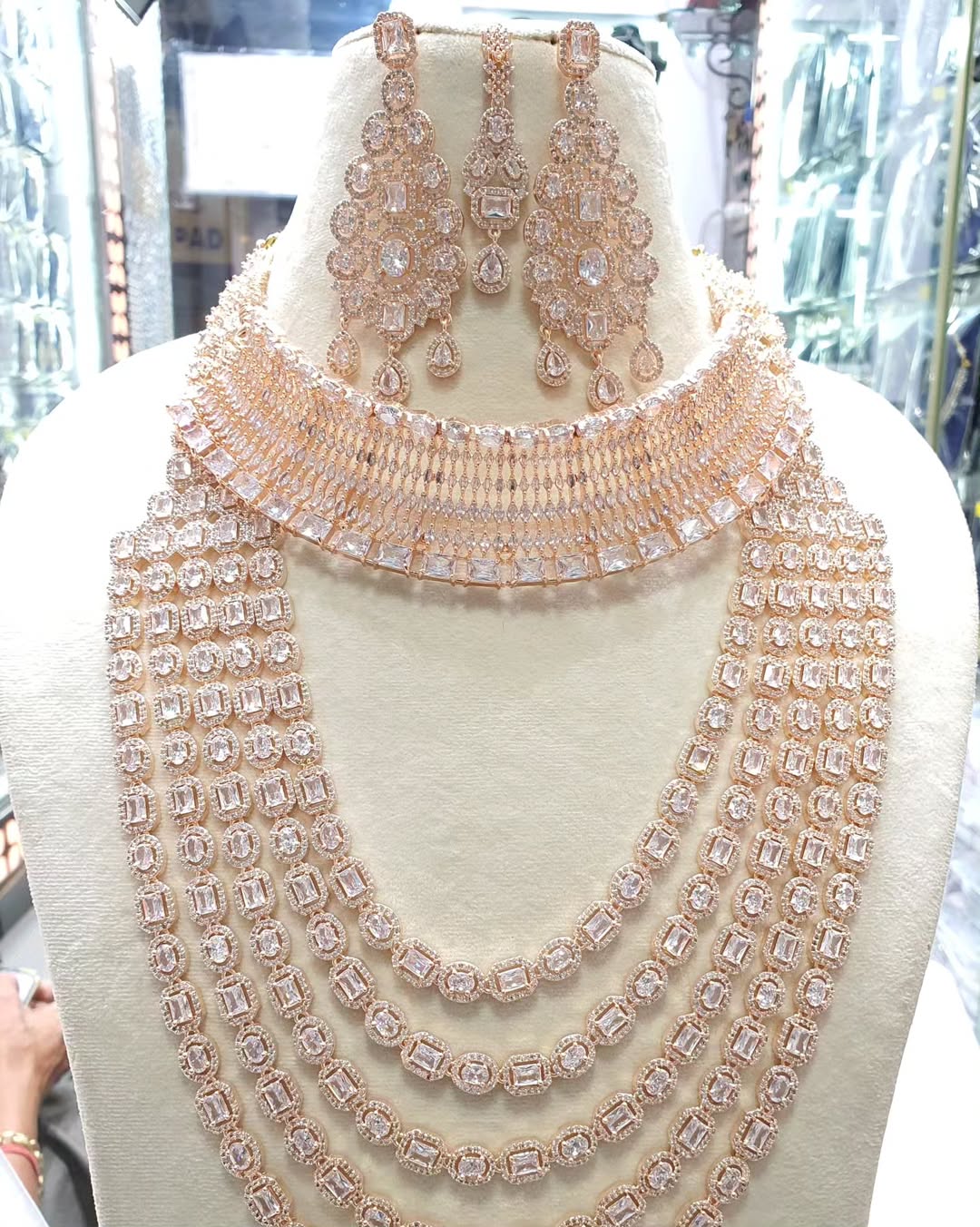 Stunnig Jewellery Set for Women American Diamond Combo of Choker Necklace Set with Earrings, - Rajputtrade