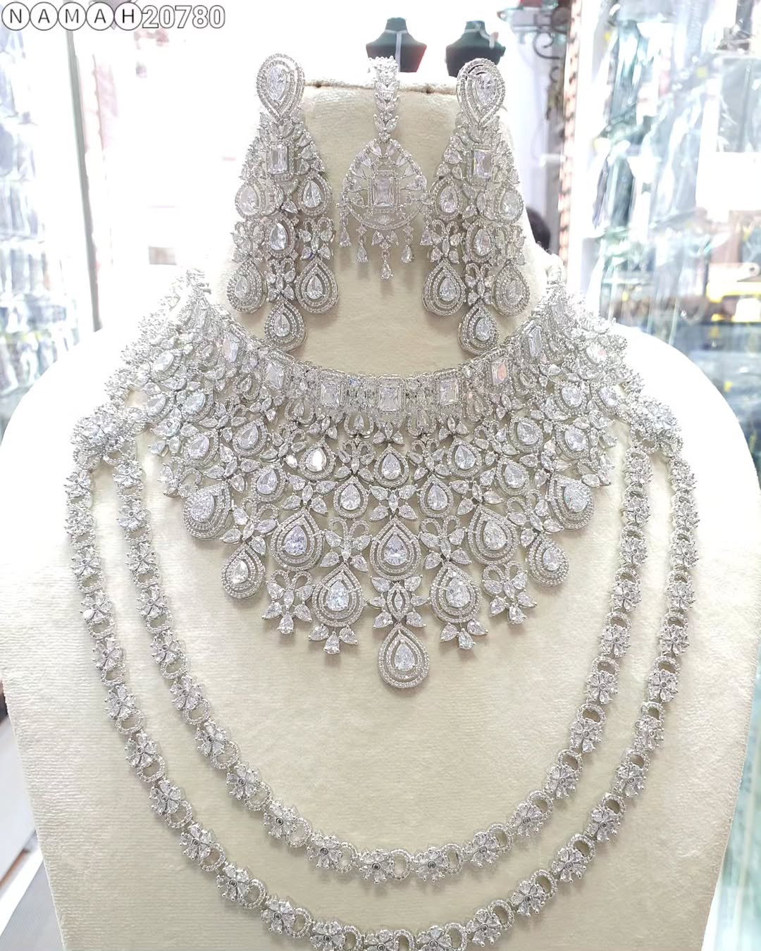 Stunnig Jewellery Set for Women American Diamond Combo of Choker Necklace Set with Earrings, - Rajputtrade