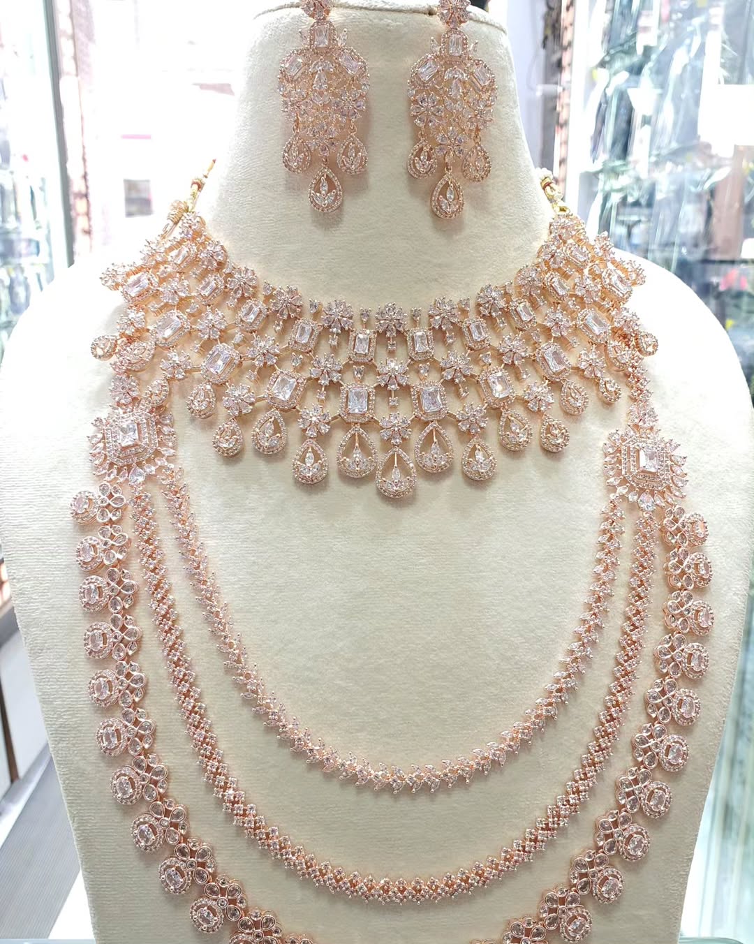 Stunnig Jewellery Set for Women American Diamond Combo of Choker Necklace Set with Earrings, - Rajputtrade