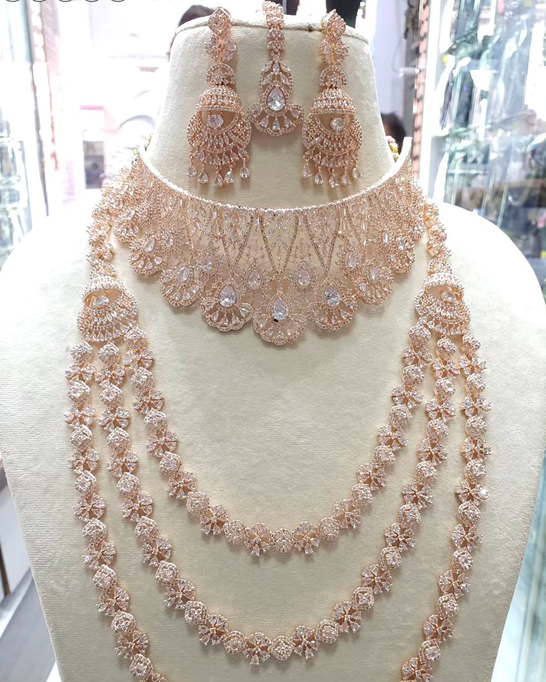 Stunnig Jewellery Set for Women American Diamond Combo of Choker Necklace Set with Earrings, - Rajputtrade