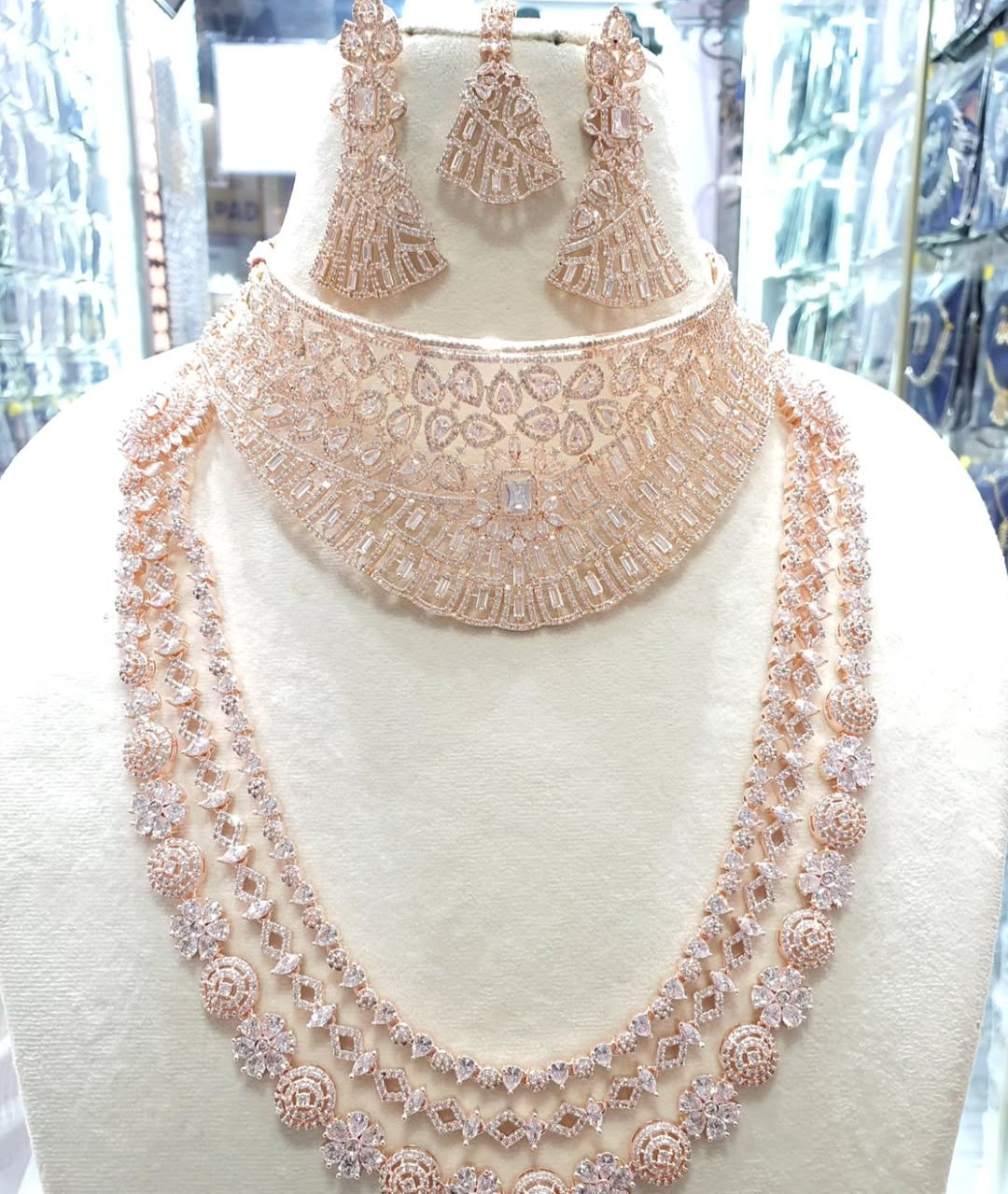 Stunnig Jewellery Set for Women American Diamond Combo of Choker Necklace Set with Earrings, - Rajputtrade