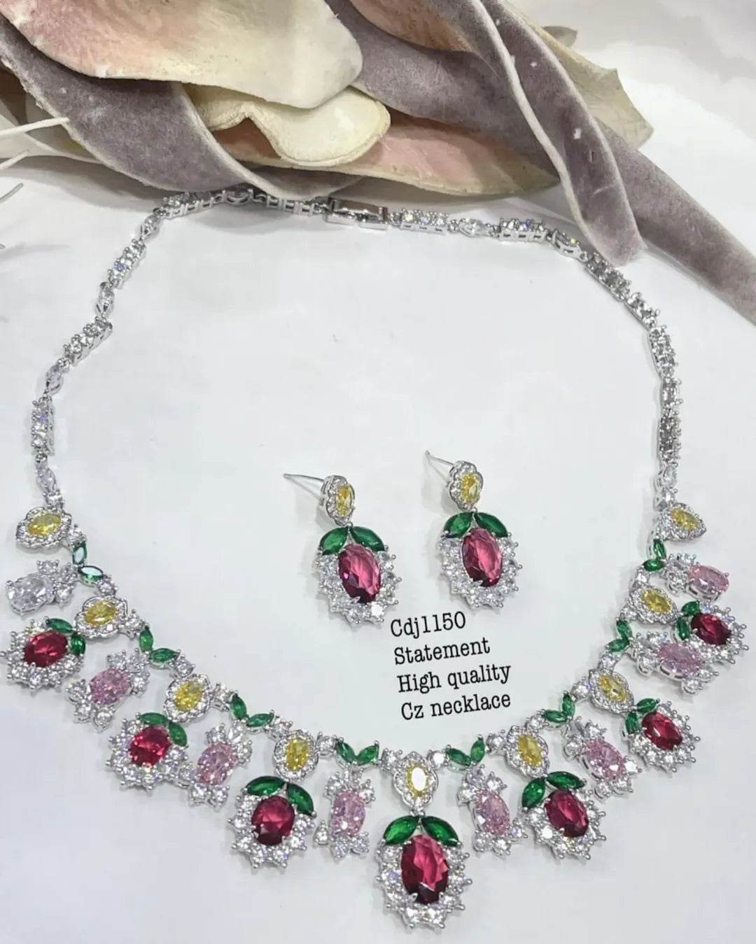 Gold-Plated Red & Green Stone Studded Handcrafted Traditional Temple Jewellery Set For Women - Rajputtrade