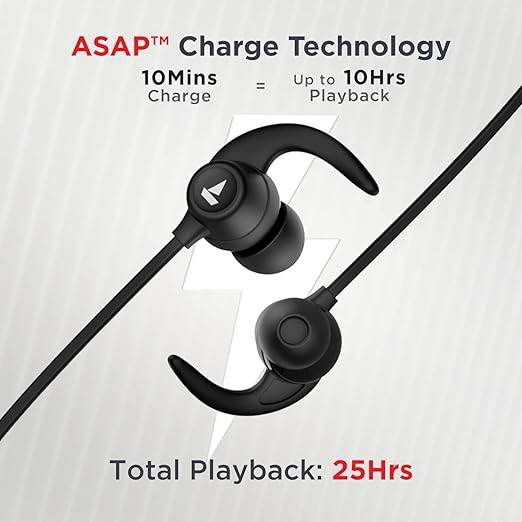 boAt Rockerz 255 Neo in-Ear Bluetooth Neckband with Mic with ENx Tech, Smart Magnetic Buds Active Black) - Rajputtrade