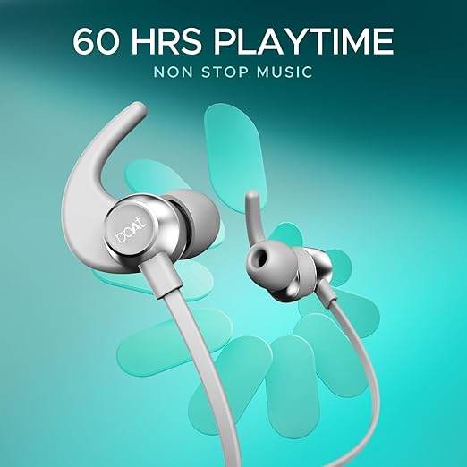 boAt Rockerz 255 Pro+, 60HRS Battery Ear Bluetooth Neckband,(Moon White) - Rajputtrade