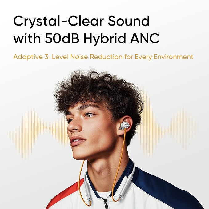 realme Buds Wireless 5 ANC in Ear Neckband (Dawn Silver) - Rajputtrade