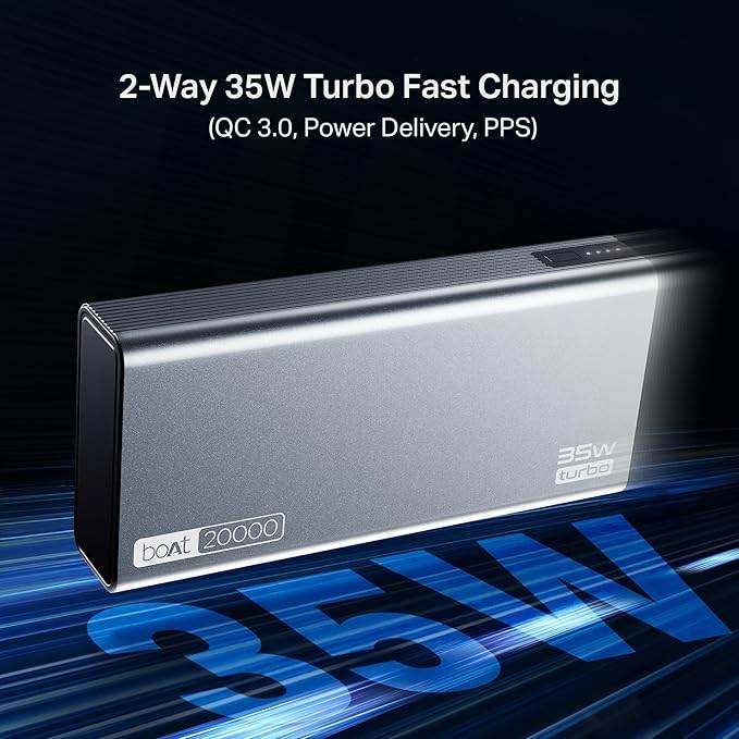boAt PB435 Turbo 35W Power Bank with 20000mAh (Stone Grey) - Rajputtrade