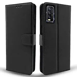 Vivo Y12s / Y20 / Y20i / Y20G Flip Case Leather Finish (Flip Black)